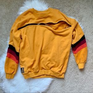 LF Store MustardYellow HorizontalZipper Sweatshirt